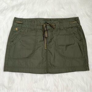 Express Y2K Army Green Mini Skirt with Sparkly Drawstring Belt